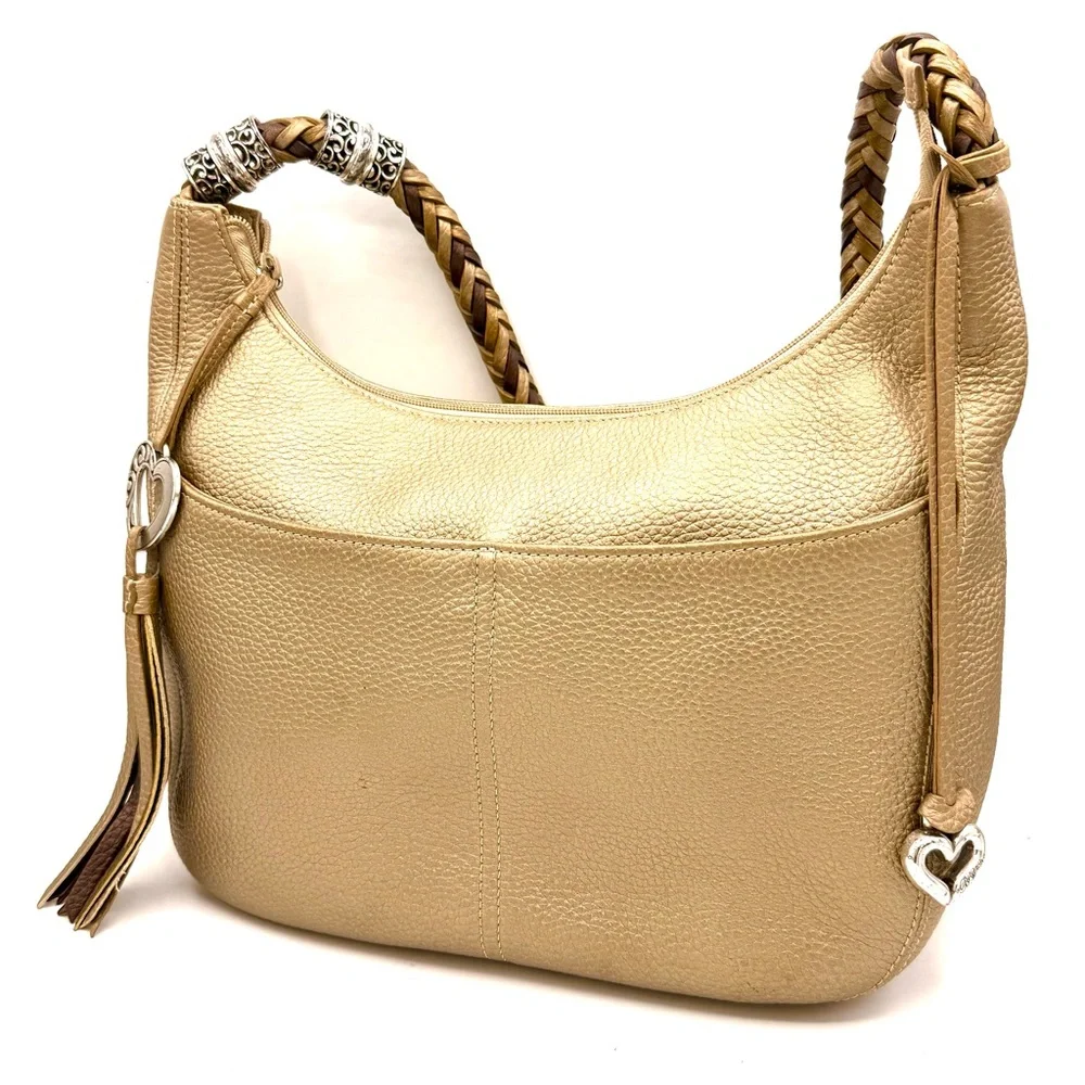 Brighton Gold and Tan Hobo Bag - Picture 1 of 11